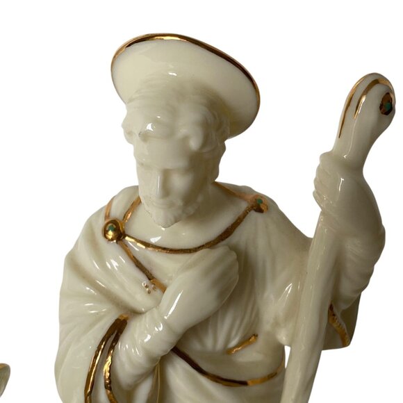 San Francisco Music Box Co Ceramic Nativity Scene Gold Silent Night Christmas - Picture 9 of 11